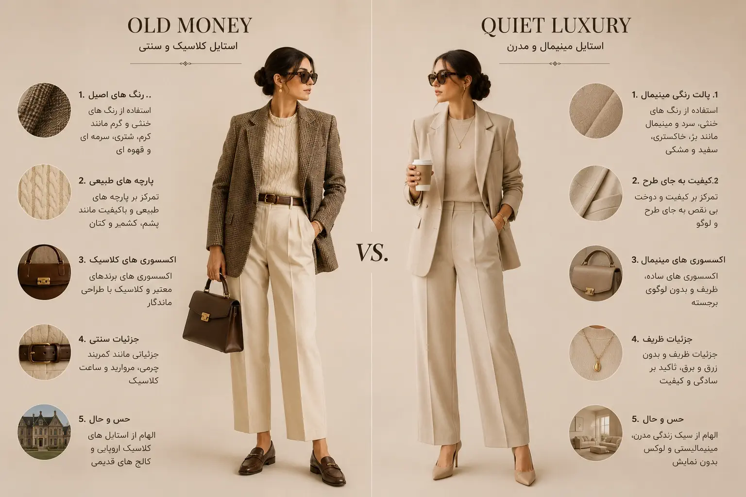مقایسه استایل Quiet Luxury و Old Money در دنیای مد و اکسسوری