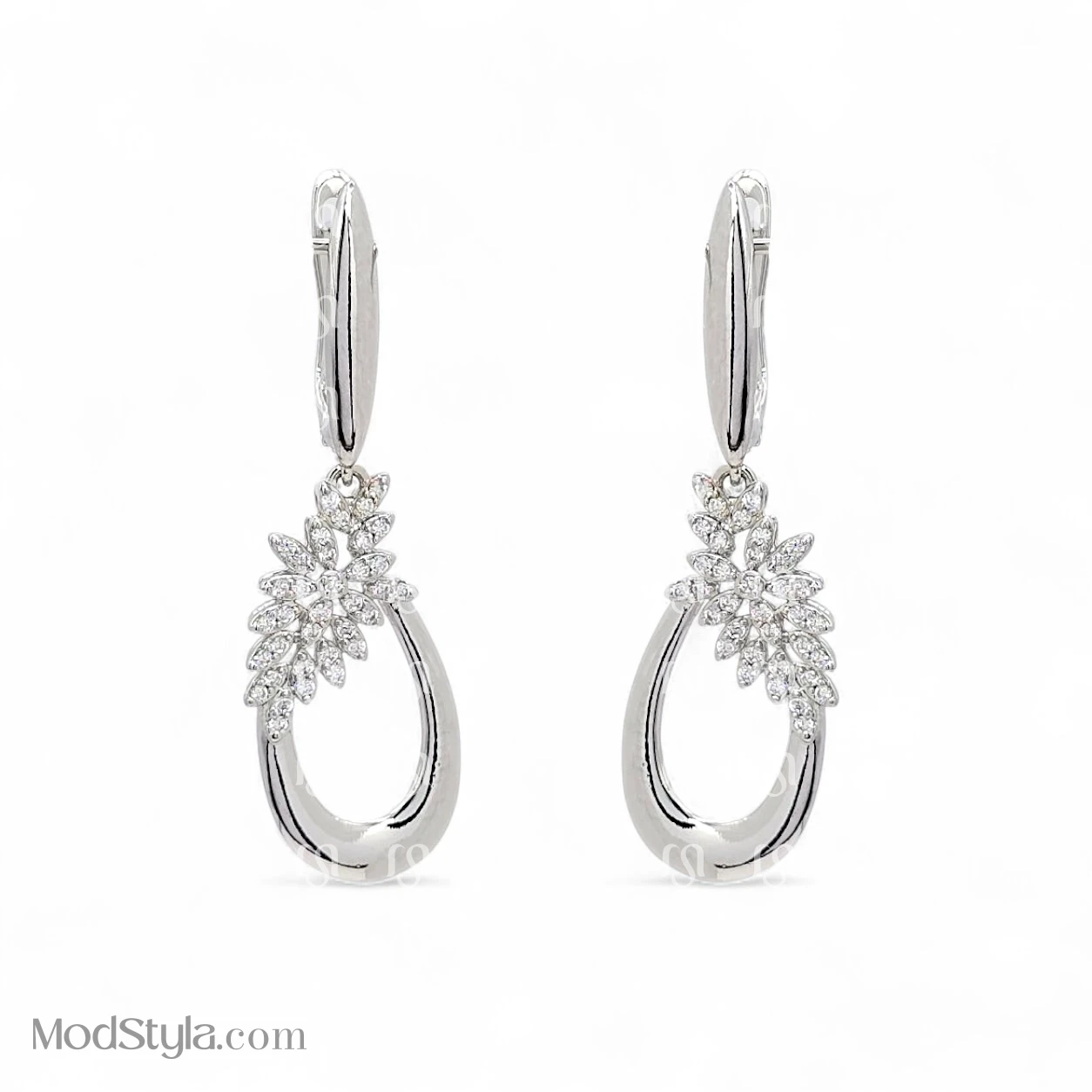 گوشواره ژوپینگ آویز اشکی نقره‌ای